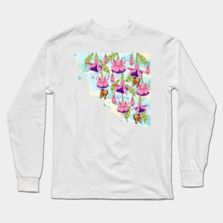 Fuchsia And Butterflies Long Sleeve T-Shirt